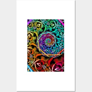 colourful fractal spiral Posters and Art